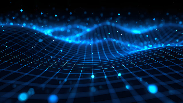 Blue fractal abstraction of light and technology's virtual