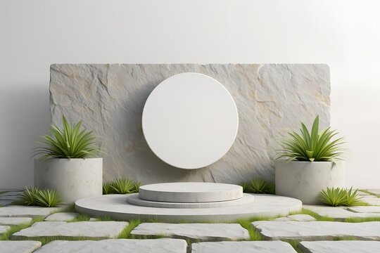 Clean and empty interior design scene of a room with a white wall and a light wooden floor