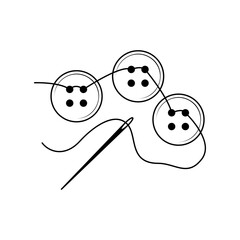 Abstract Doodle Elements Hand Drawn Outline Needle With Spool Of Thread Sketch Vector Design Style Isolated On White Background Illustration For Knitting, Embroidery, Sewing 