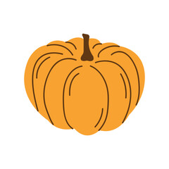 Pumpkin Icon Clipart Isolated On White Background. Pumpkin Vegetable In Simple Flat Style Clip Art. Vector Illustration. Autumn Thanksgiving Element.