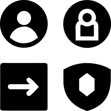 Professional user account and security icons for modern digital interfaces and apps