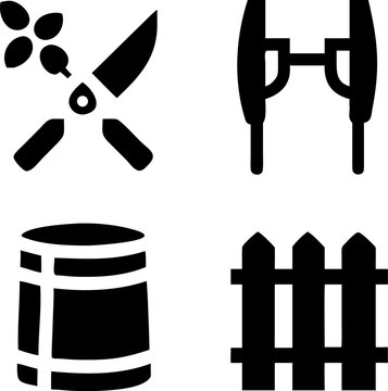 Essential gardening tools and farm elements, perfect for nature and rural life projects