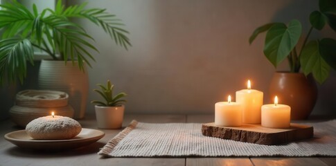 A serene meditation layout with candles, incense, and peaceful decor in a tranquil setting , meditation, harmony