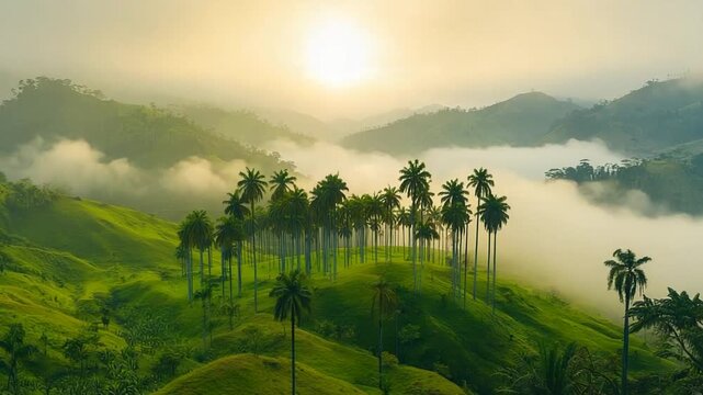 salento cocora valley misty morning columbia landscape video timelapse