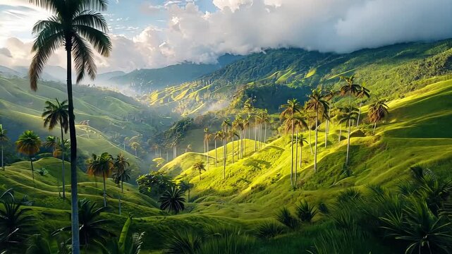 salento cocora valley misty morning columbia landscape video timelapse