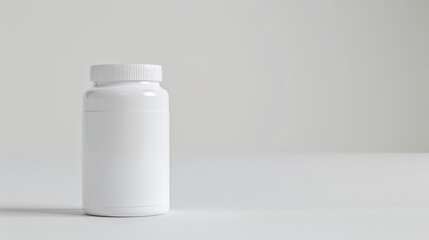 Blank White Supplement Bottle on Neutral Background
