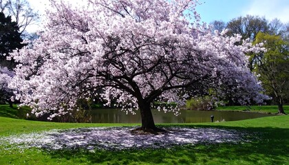 Fototapeta premium Spring Cherry Blossom Tree Park (1)