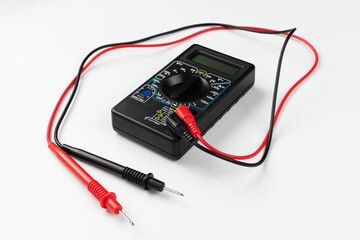 Digital multimeter on white background