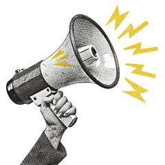 halftone megaphone isolated on transparent