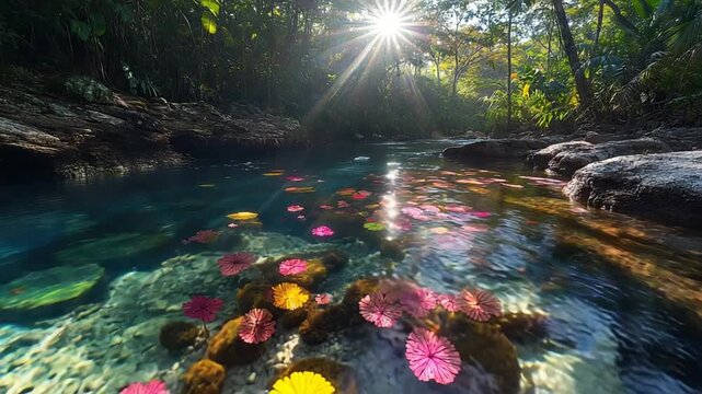ca&ntilde;o cristales river near la macarena colombia video
