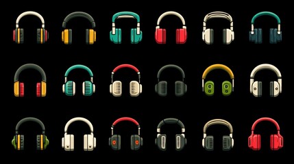 Headphone icons in modern and minimalist vector styles, perfect for music apps, audio branding, tech UI, and digital interface design