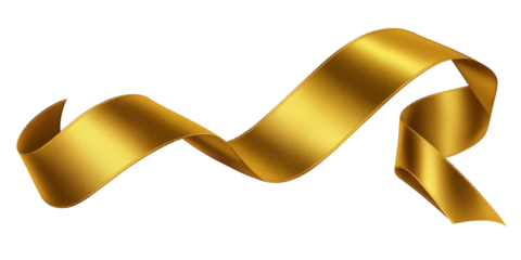 Golden Ribbon Swirl silk satin isolated on a transparent background