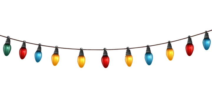Colorful Christmas Lights String isolated on a transparent background - Powered by Adobe