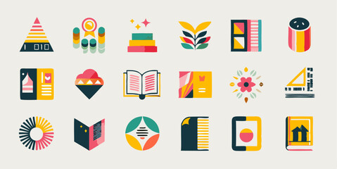 Set of different tools for creating a DIY vision board images. Flat colorful isolated icons. Vector illustration.