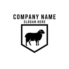 A black silhouette of a sheep is displayed within a shield emblem, with the text 