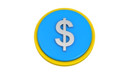 Obraz premium Blue and yellow dollar button