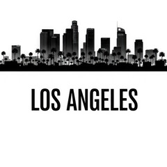 Naklejka premium Dramatic cityscape silhouette of modern skyscrapers illuminated against a deep night sky transparent background