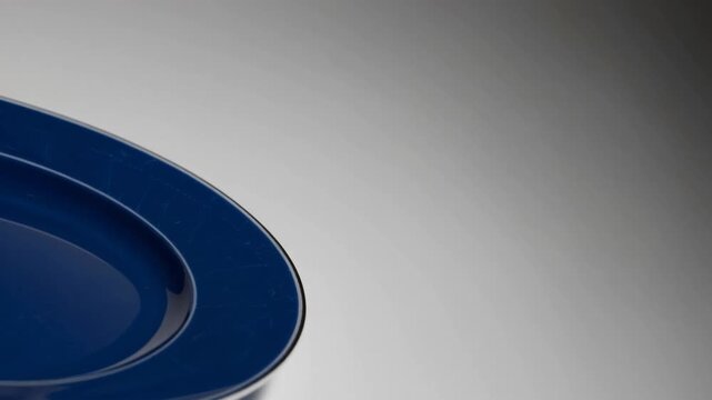 Cerulean Dish, Unfilled Platter, Lateral Perspective, . SNOWY