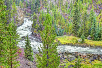 Firehole Falls waterfall on the Firehole River in Yellowstone National Park.