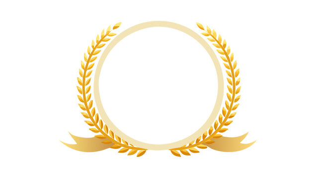 Oval frame with golden laurel wreath and ribbon banner for awards and recognition design element vector