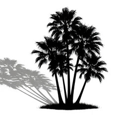 Artistic depiction of a tree and its distinct shadow showcasing contrast and form transparent background