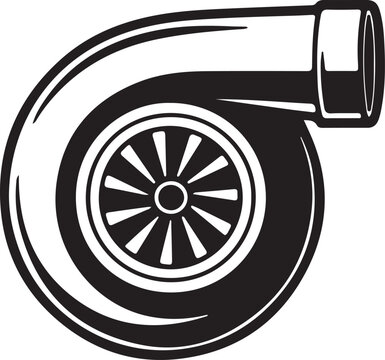 Stylized Black and White Turbocharger Icon engine automotive