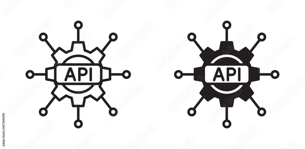 Wall mural gear api icon set , application programming interface icons