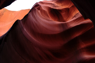 Antelope Canyon. View of the undulating red mountains