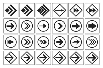Collection of Black and White Arrow Vector Graphics in a Variety of Styles and Directions for Design Projects