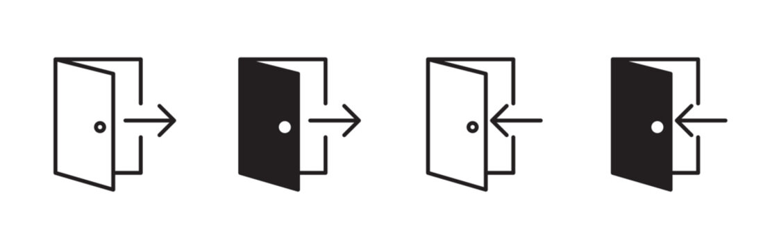 sign in and sign out app vector symbol logout and login, arrow and door icon exit and entry vector icons . 
