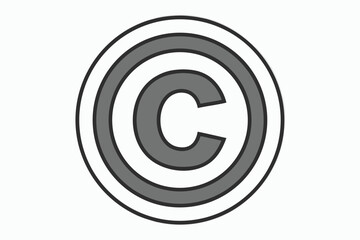 Copyright Symbol in Gray Isolated on White Background Protection and Legal Rights Detailed Illustration for Creative Works