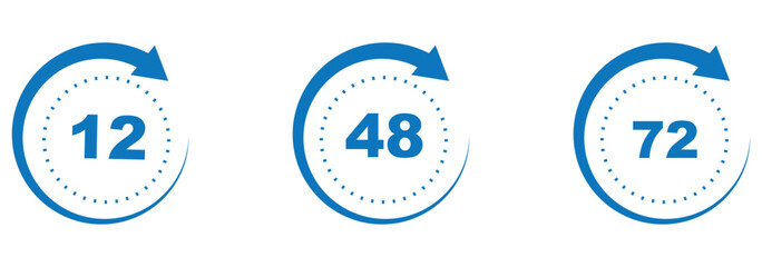 48, deo, logo, week, hour, 12, 24, 72, symbol, arrow, sign, discount, offer, number, shipping, deodorant, day, remain, work, clock, effect, circle, template, deal, shop, icon, isolated. EPS 10