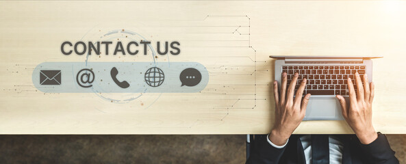 UI concept for contact us section showing icons for email, web, phone, and message. Contact and support icons help streamline business communication and improve customer contact experience. Spline