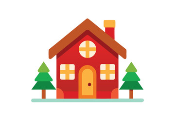 christmas village house vector icon on white