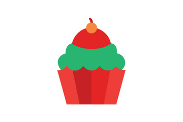 christmas cupcake vector icon on white