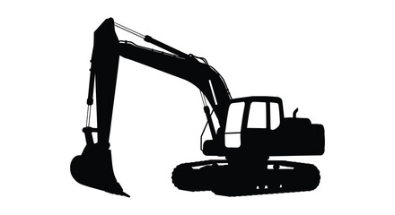 Excavator Silhouette Heavy Construction Equipment for Building Infrastructure and Development Projects