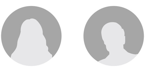 Simple Gray Avatar Icons Representing Male And Female Profiles. EPS 10