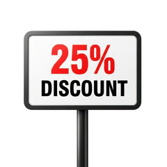 Twenty five percent discount sign isolated on transparent background