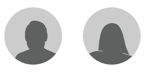 Simple Gray Avatar Icons Representing Male And Female Profiles. EPS 10