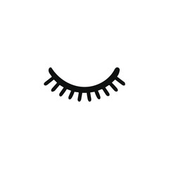 Obraz premium Simple graphic of a closed eye with prominent eyelashes