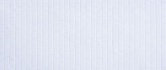 White rectangle mosaic tiles texture background. Classic white metro tile, Abstract white background Geometric texture