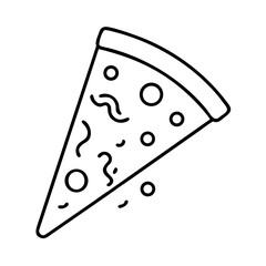 Simple Line Art Illustration of a Slice of Pepperoni Pizza, Delicious Food