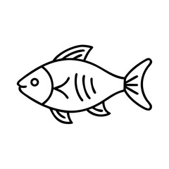 Fototapeta premium Simple black and white drawing of a fish with fins and gills
