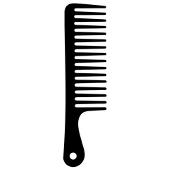 Stylized Black and White Comb with Handle and Teeth Illustration