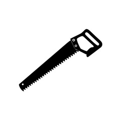 Black and White Silhouette Illustration of a Traditional Hand Saw Tool
