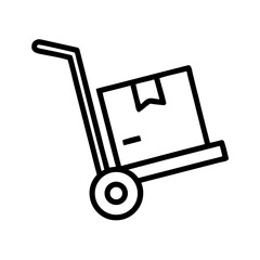 A simple illustration of a hand truck with a box on top