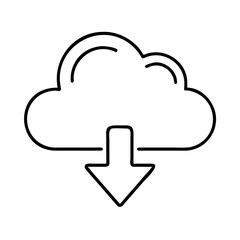 Download from Cloud Illustration Featuring a Single Line Icon Style Graphic
