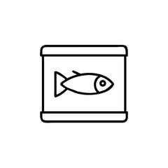 Simple illustration of a fish in a can with thick line style