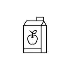 Simple line art illustration of an apple juice box in black and white