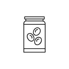 Outline drawing of jar filled with kidney bean like organic objects